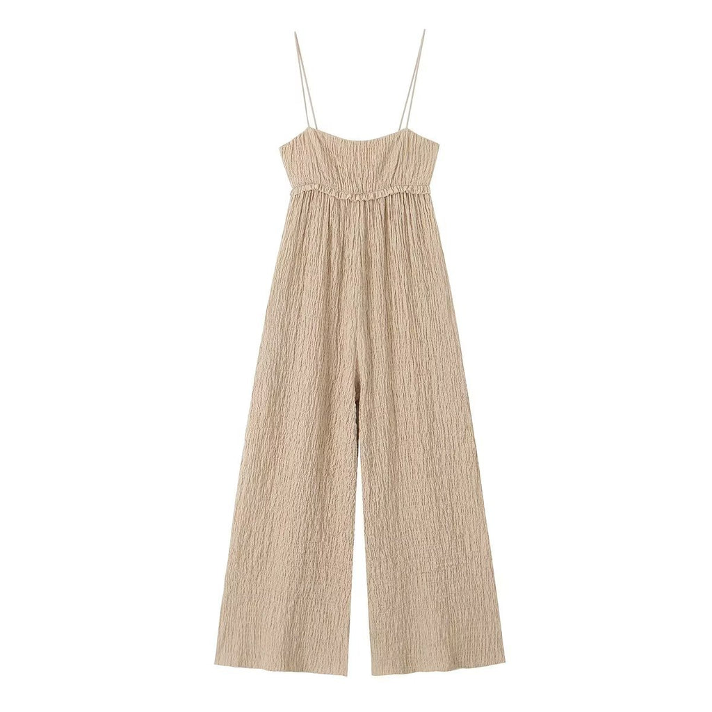 Women's Textured Sleeveless Wide-Leg Jumpsuit