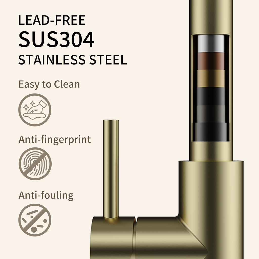 Kitchen Faucet with Pull Down Sprayer Brushed Gold