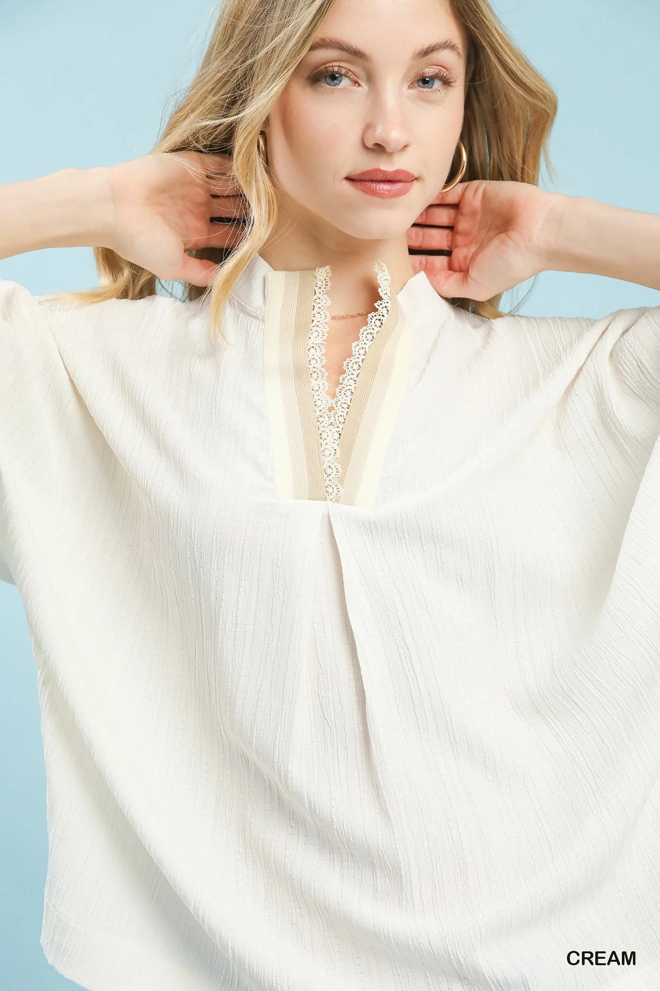 Umgee Textured V-Neck Blouse