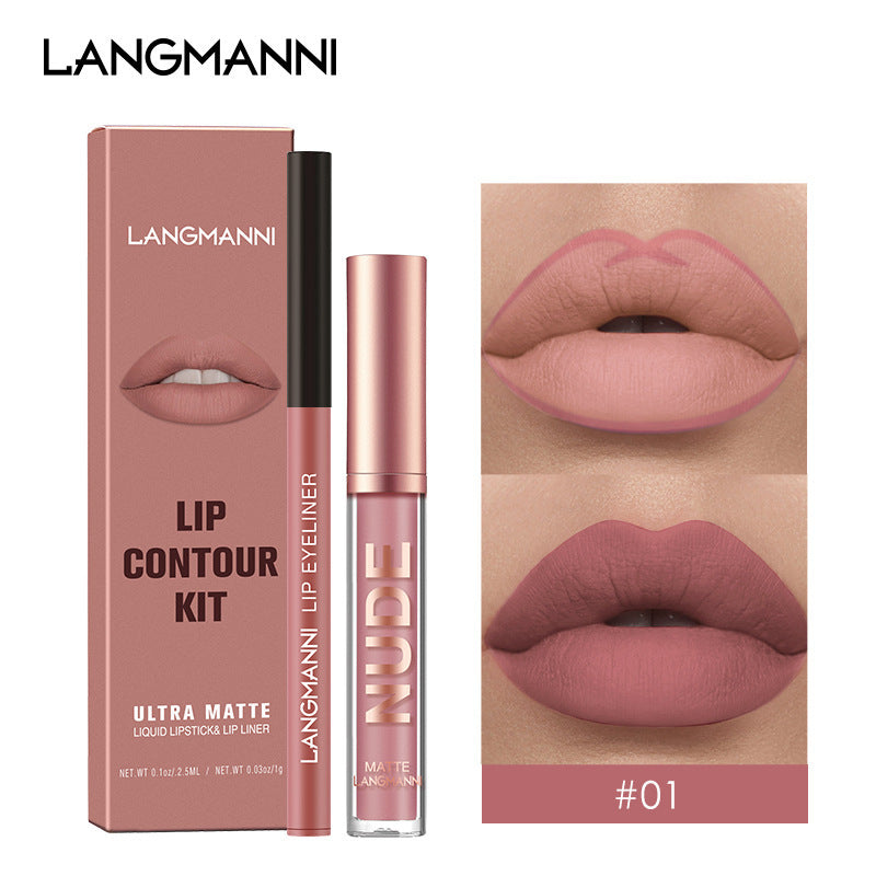 Langmanni Lip Gloss & Liner Set - 2 Pieces