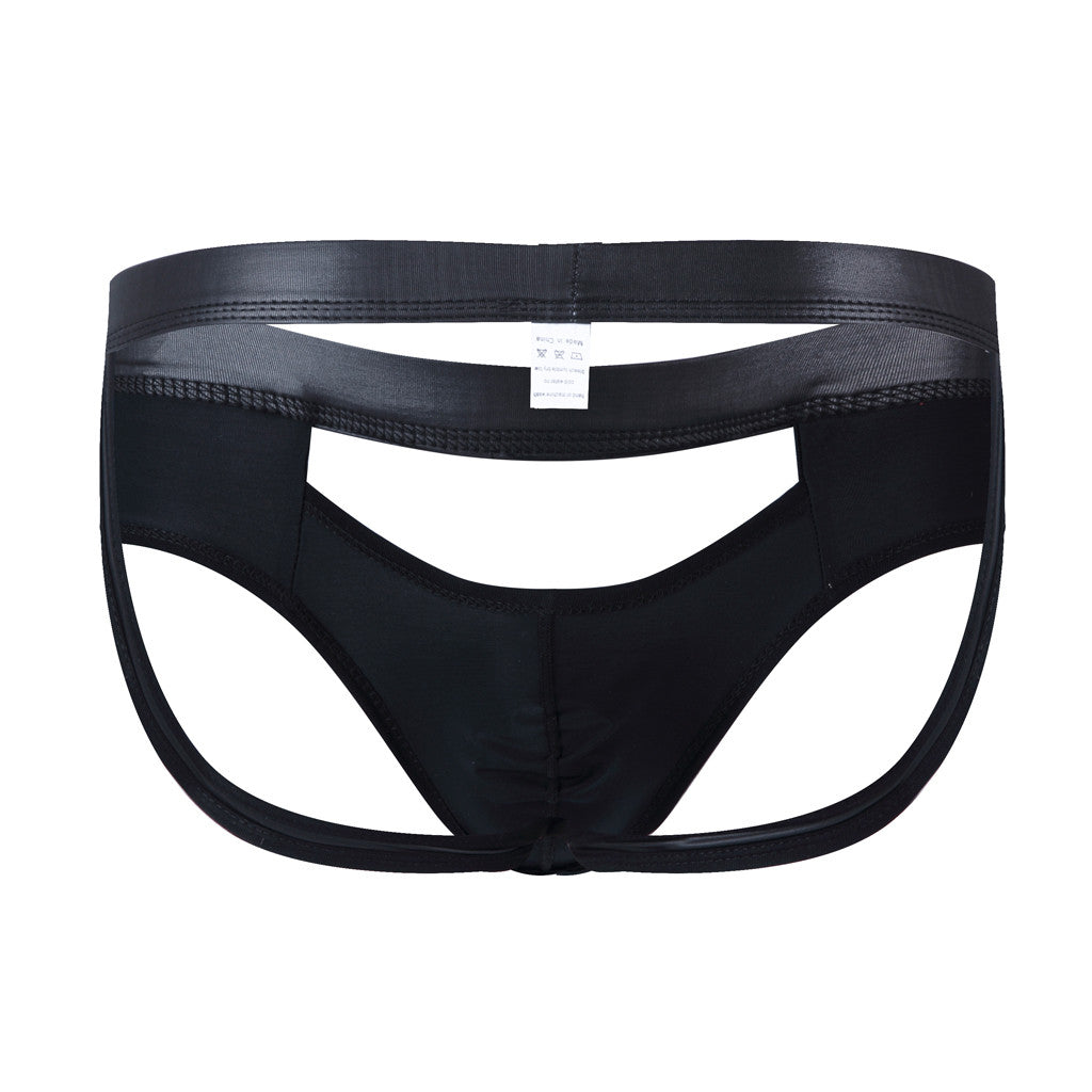 Men's Leather Briefs with Chain Detail - Sexy Underwear