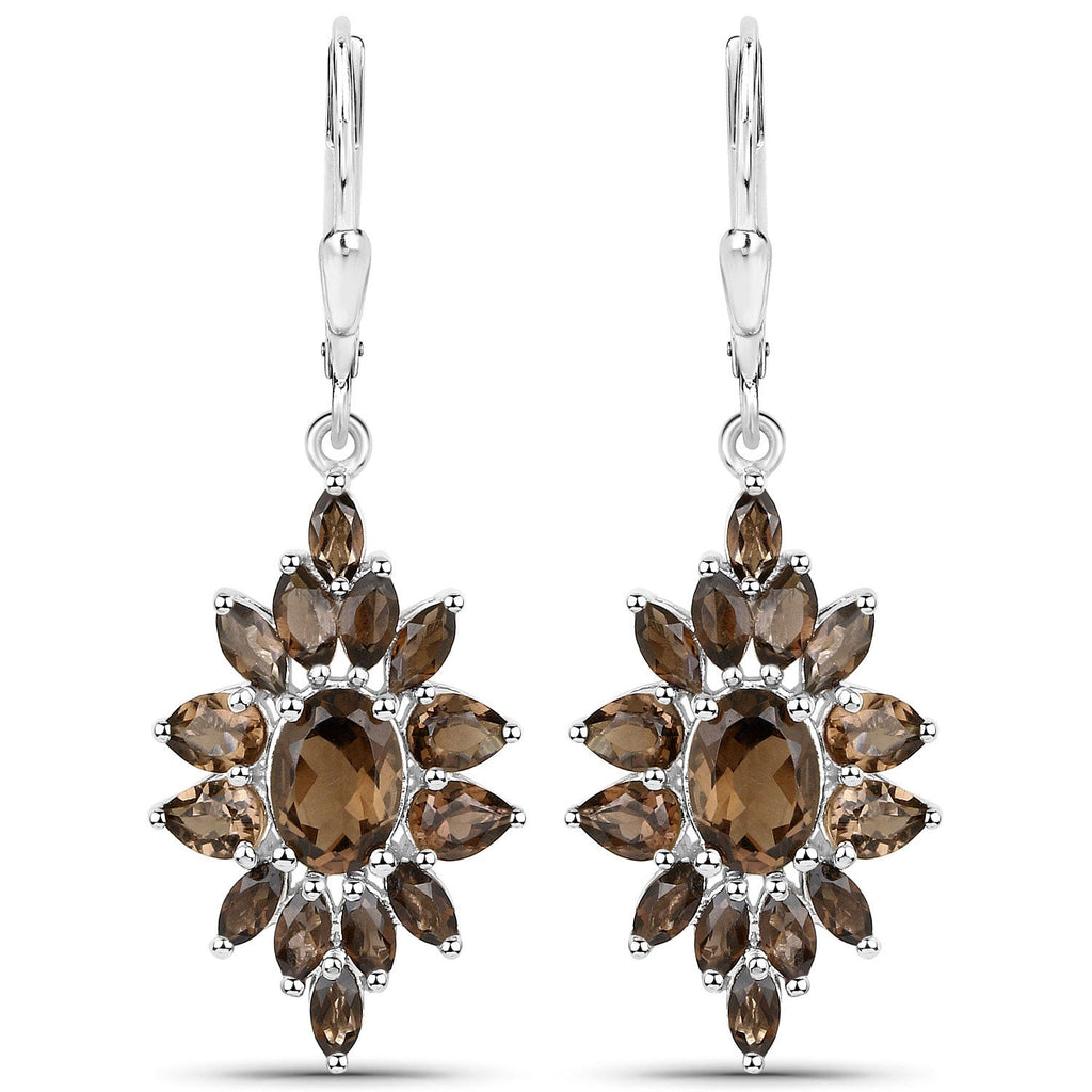 16.36 Carat Genuine Smoky Quartz .925 Sterling Silver 3 Piece Jewelry Set (Ring, Earrings, and Pendant w/ Chain)