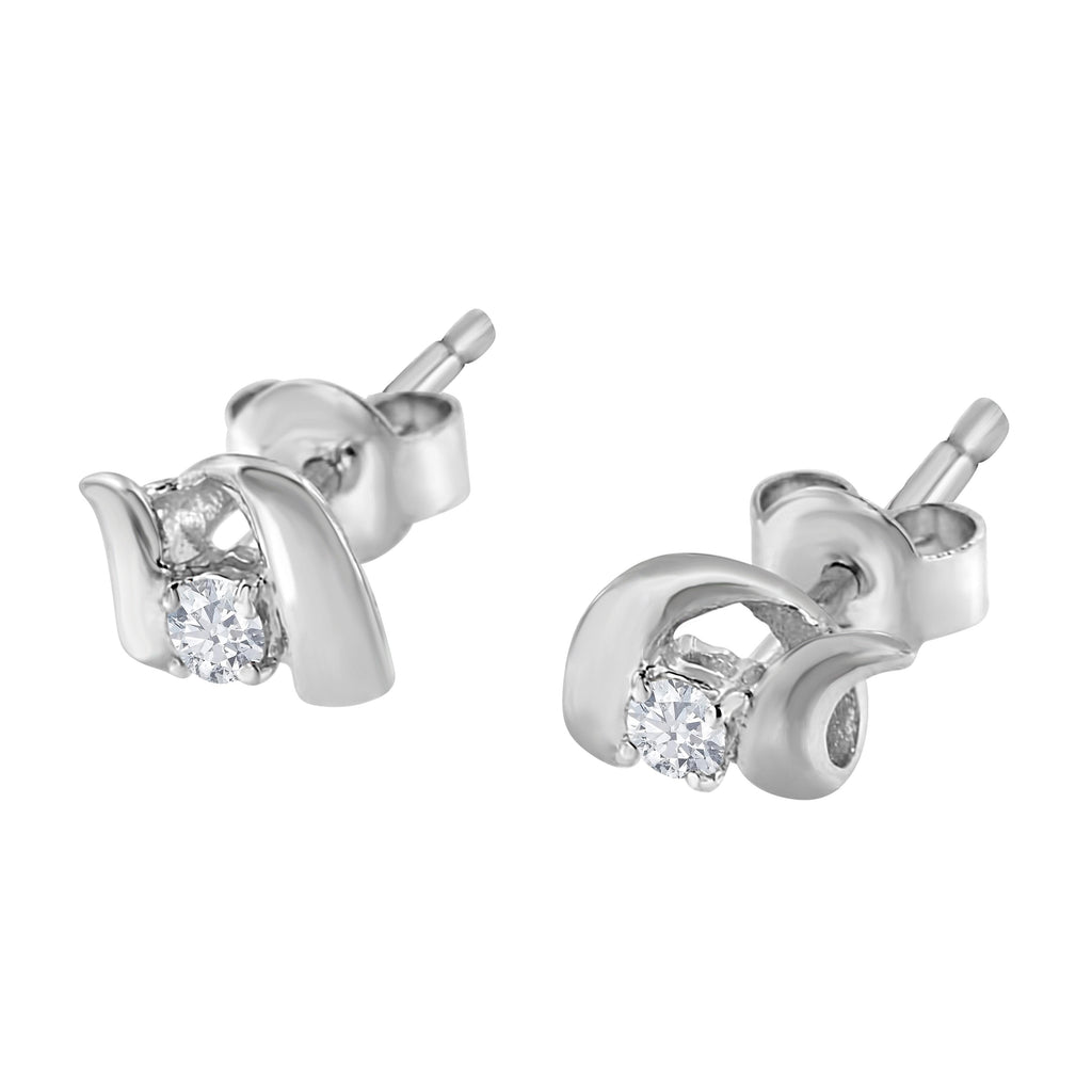 .925 Sterling Silver Round Cut Diamond Fashion Stud Earrings (0.10 cttw, I-J Color, I2-I3 Clarity)