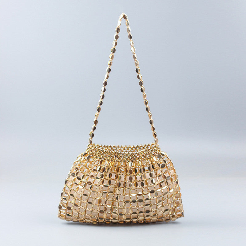 Luxury Designer Silver Metal Evening Clutch Bag