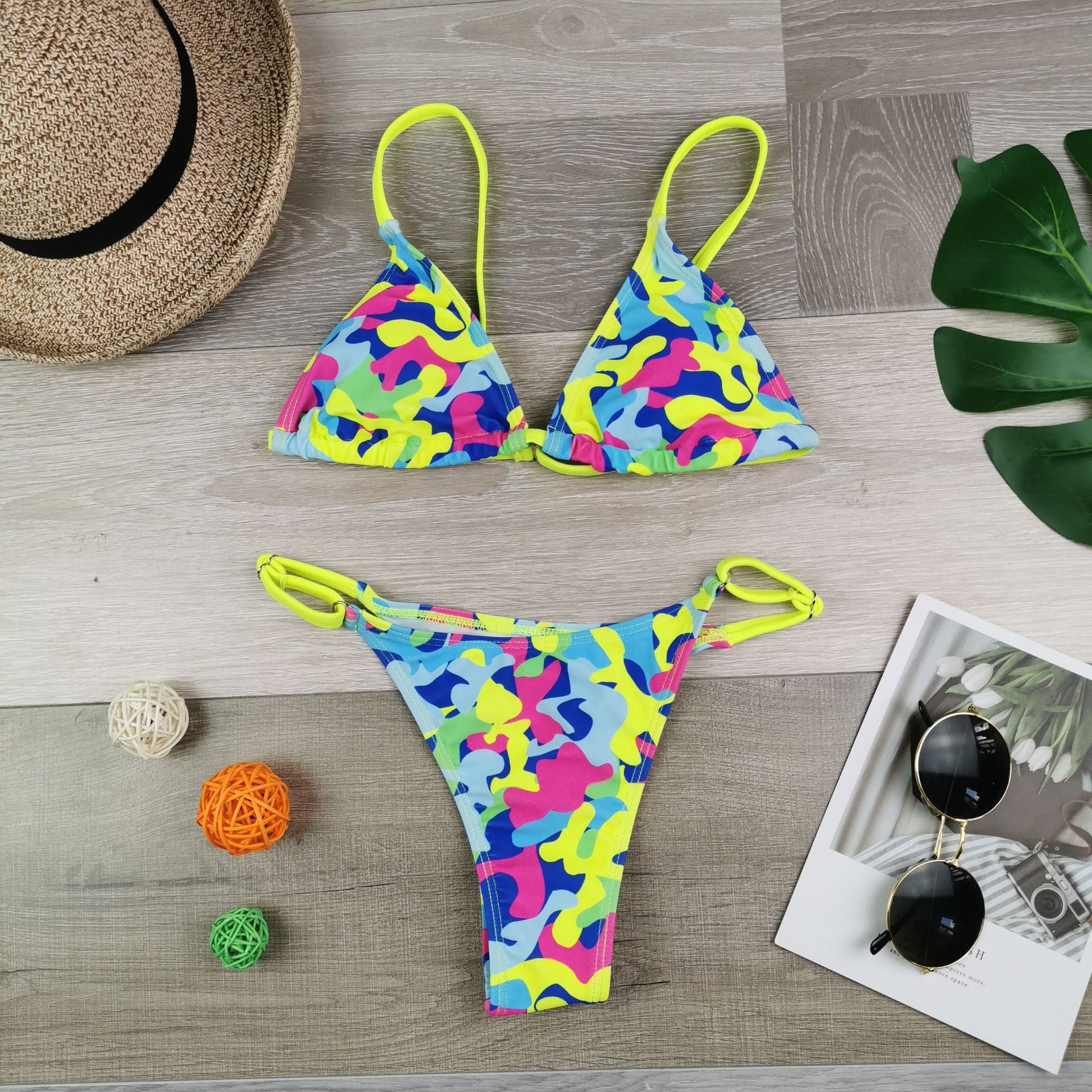 2020 New Women's Triangle Bikini with Colorful Prints