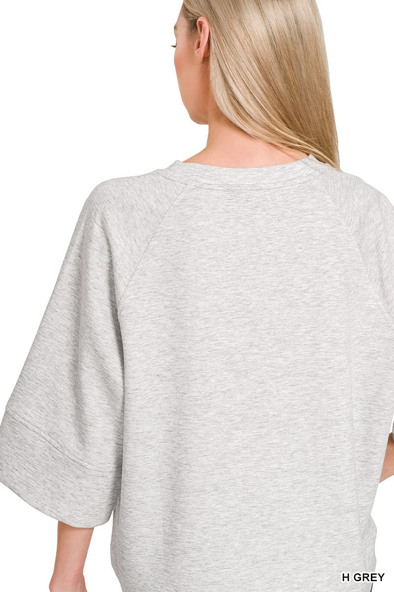 Zenana Scuba 3/4 Sleeve Pullover