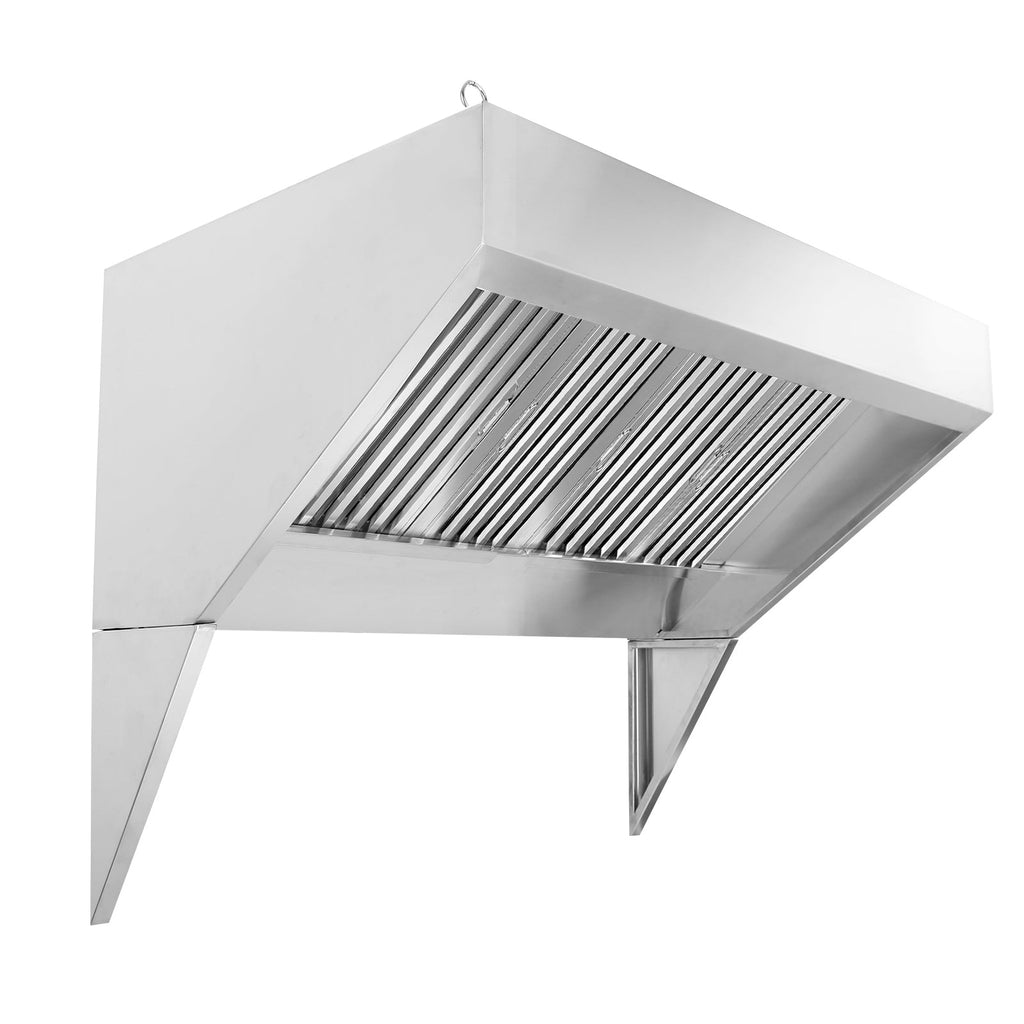 Commercial Exhaust Hood, 8FT Food Truck Hood Exhaust, 201 Stainless Steel Concession Trailer Hood with 4 Detachable U-shaped Grid Oil Filter Mesh, Rust Resistant Vent Hood for Kitchen Restaurant