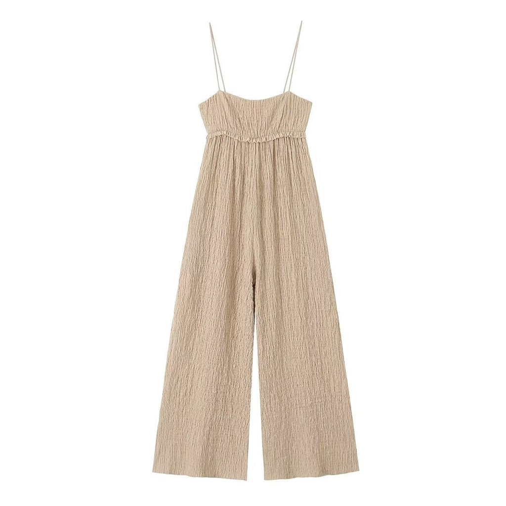 Women's Textured Sleeveless Wide-Leg Jumpsuit