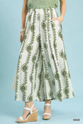 Umgee Geometric Boho Print Wide Leg Pants