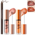 HOSAILY 2 Colors Bling Glitter Lip Gloss with Brown Lip Liner Combo for Women Hydration Plumping Shimmer Natural Nude Tinted Lip Glow Oil Moisturizing Long Lasting High Shine Mini Liquid Lipstick