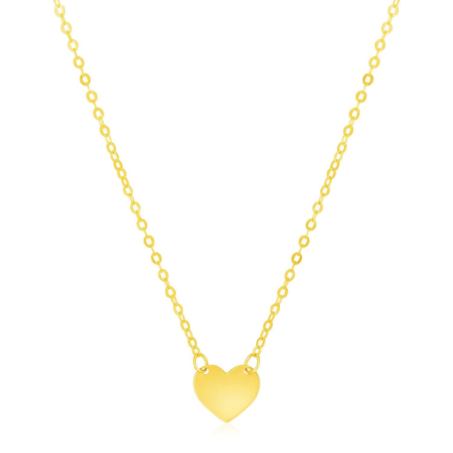 14k Yellow Gold Polished Mini Heart Necklace