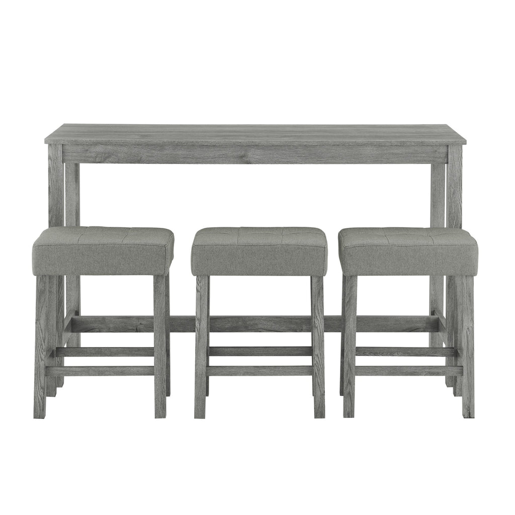 59 Inch Bar Table, Dining Table, Sofa Table with Power Outlet, 3 Upholstered Stools, 4 Piece Bar Table and Chair Set for Living Room, Dining Room, Kitchen