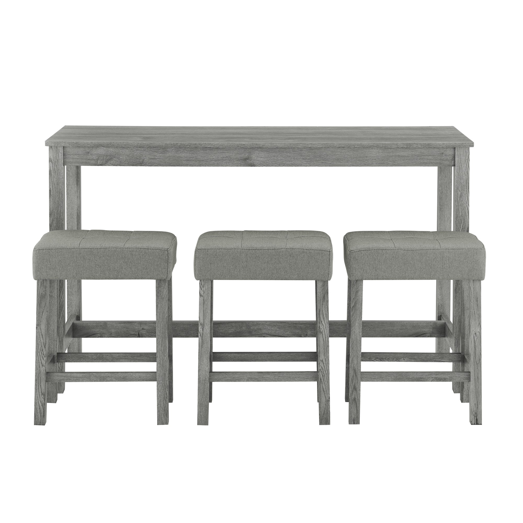 59 Inch Bar Table, Dining Table, Sofa Table with Power Outlet, 3 Upholstered Stools, 4 Piece Bar Table and Chair Set for Living Room, Dining Room, Kitchen