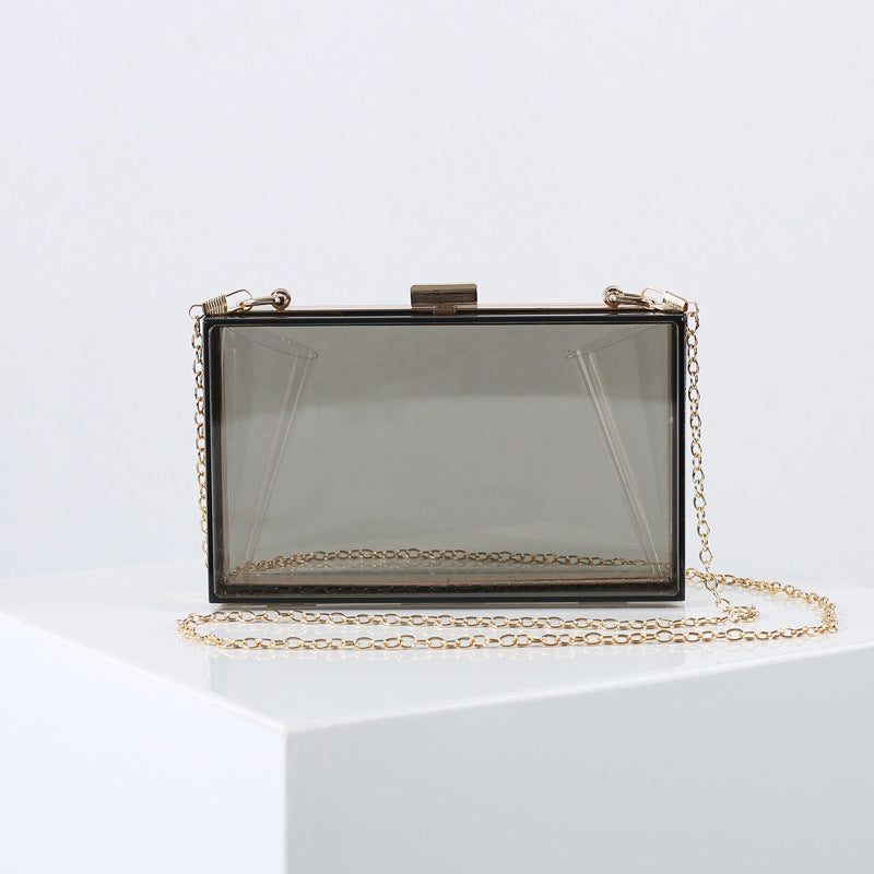 Transparent Acrylic Evening Clutch with Chain Shoulder Bag