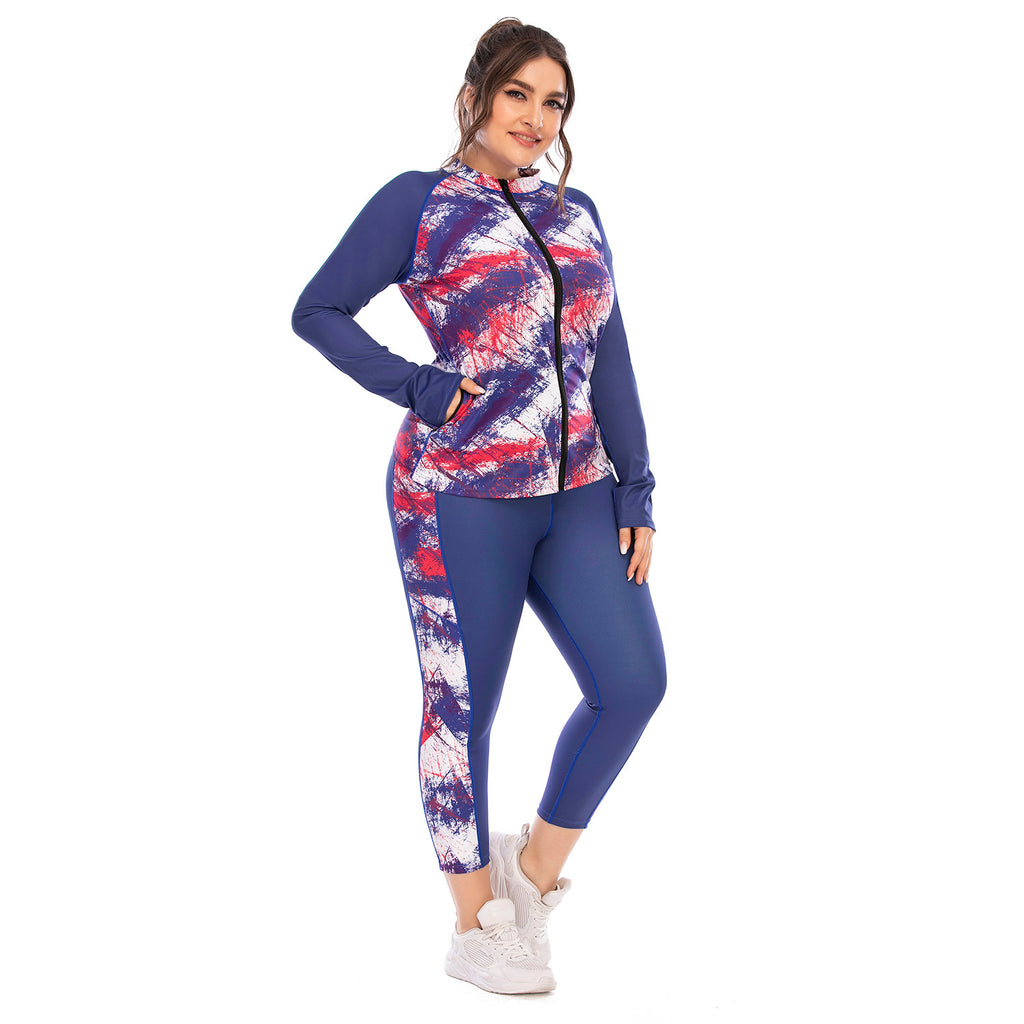 Plus Size Yoga Wear and Tie Dye Sports Bra Set
