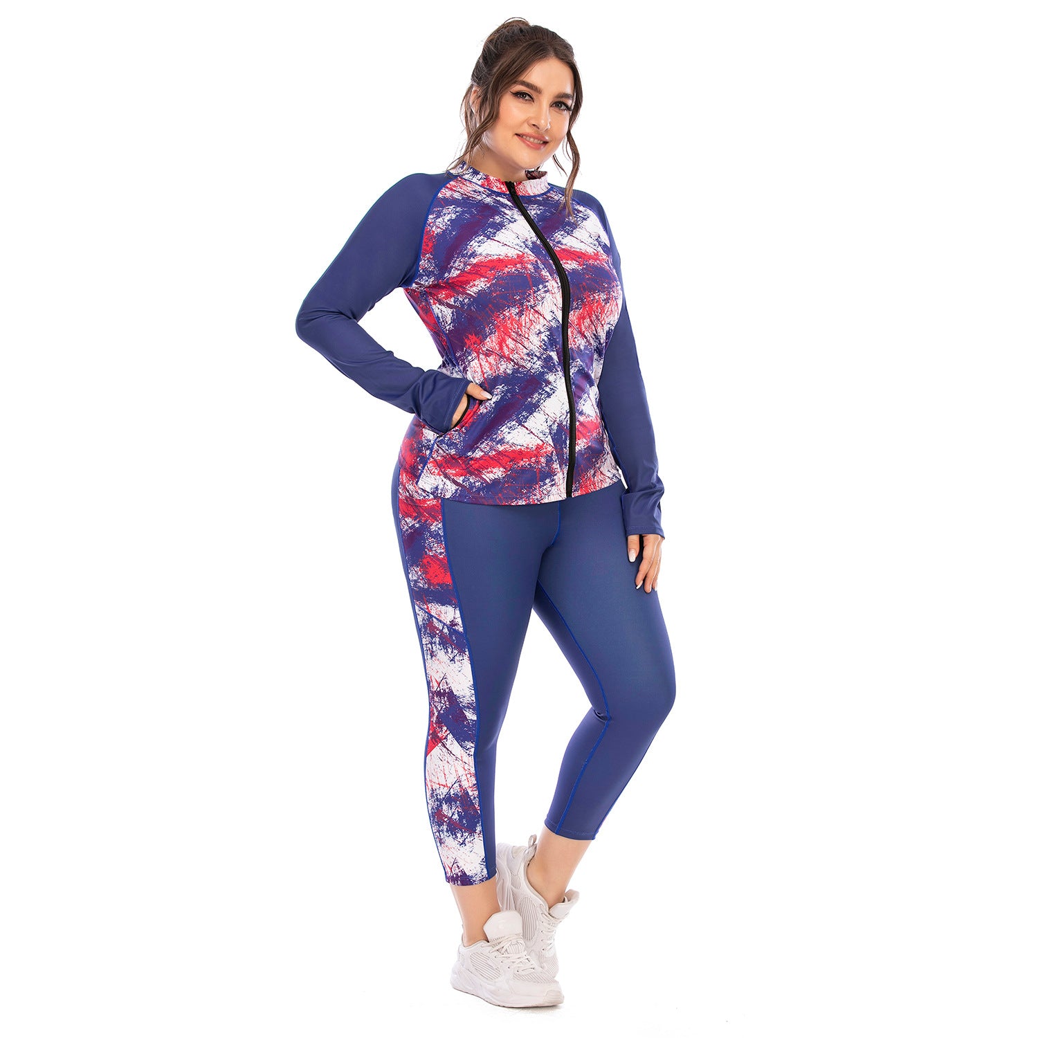 Plus Size Yoga Wear and Tie Dye Sports Bra Set
