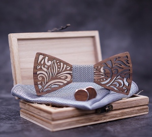 Wooden Bow Tie and Tie Set
