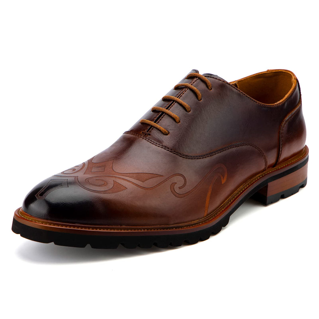 Meijiana Mens Dress Brown Shoes Oxford Dress Shoes for Men Business Formal Men Comfortable Shoes Brown-08 9 US