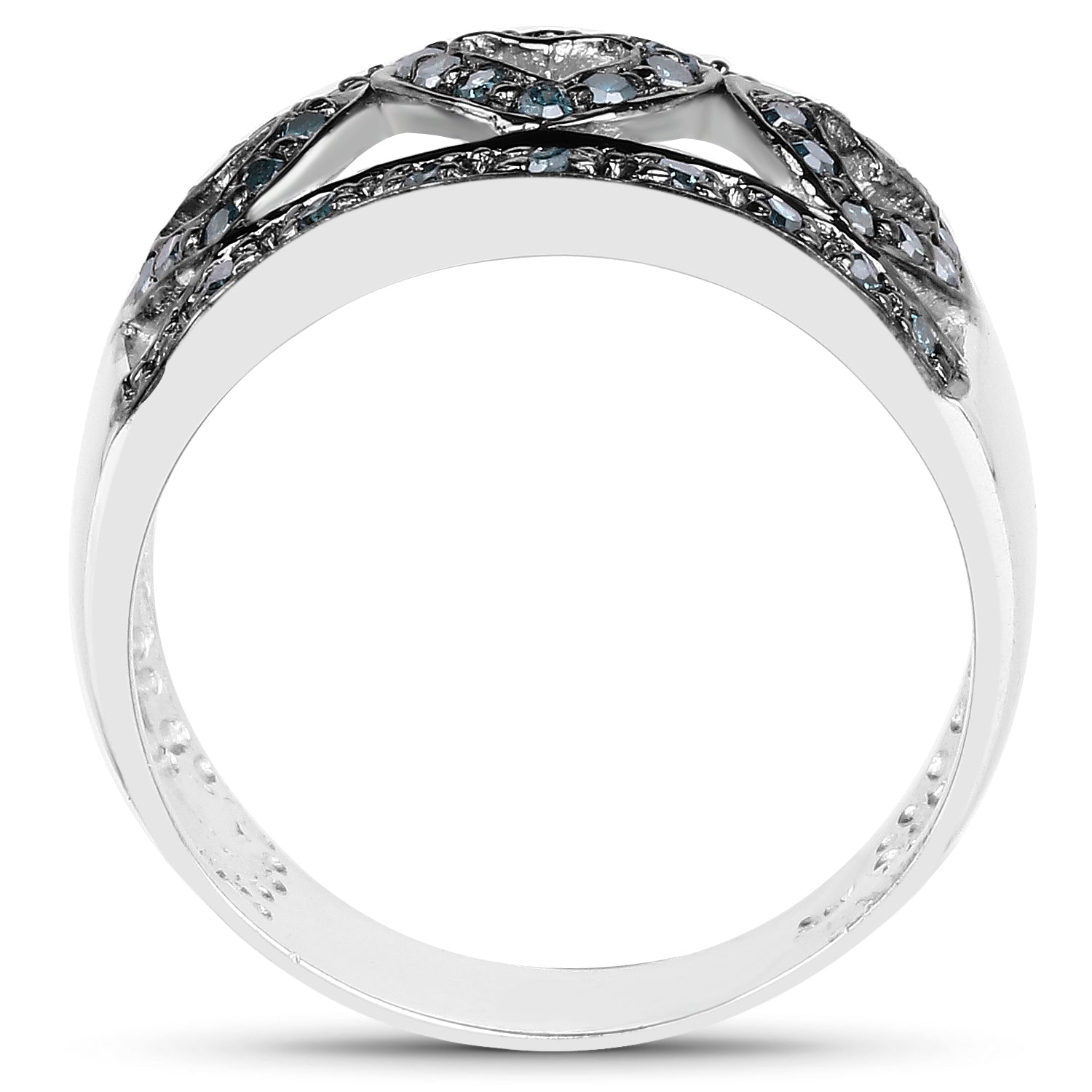 0.32 Carat Genuine Blue Diamond .925 Sterling Silver Ring