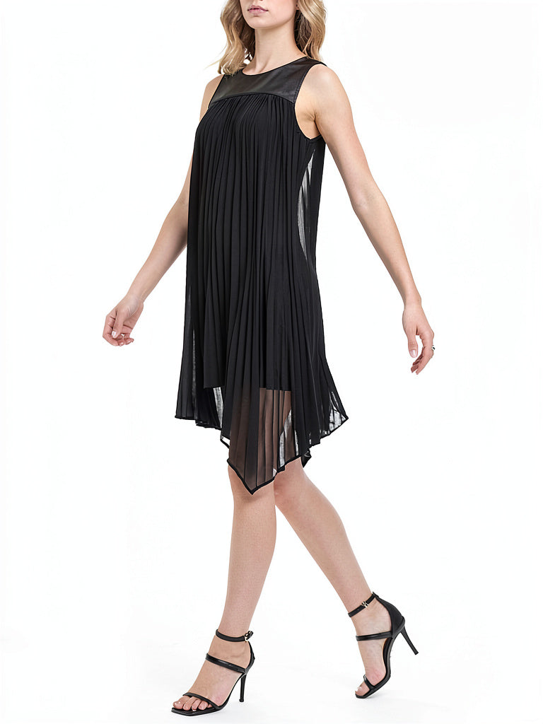 Dkny Mixed-Media Pleated Dress, Size XXS