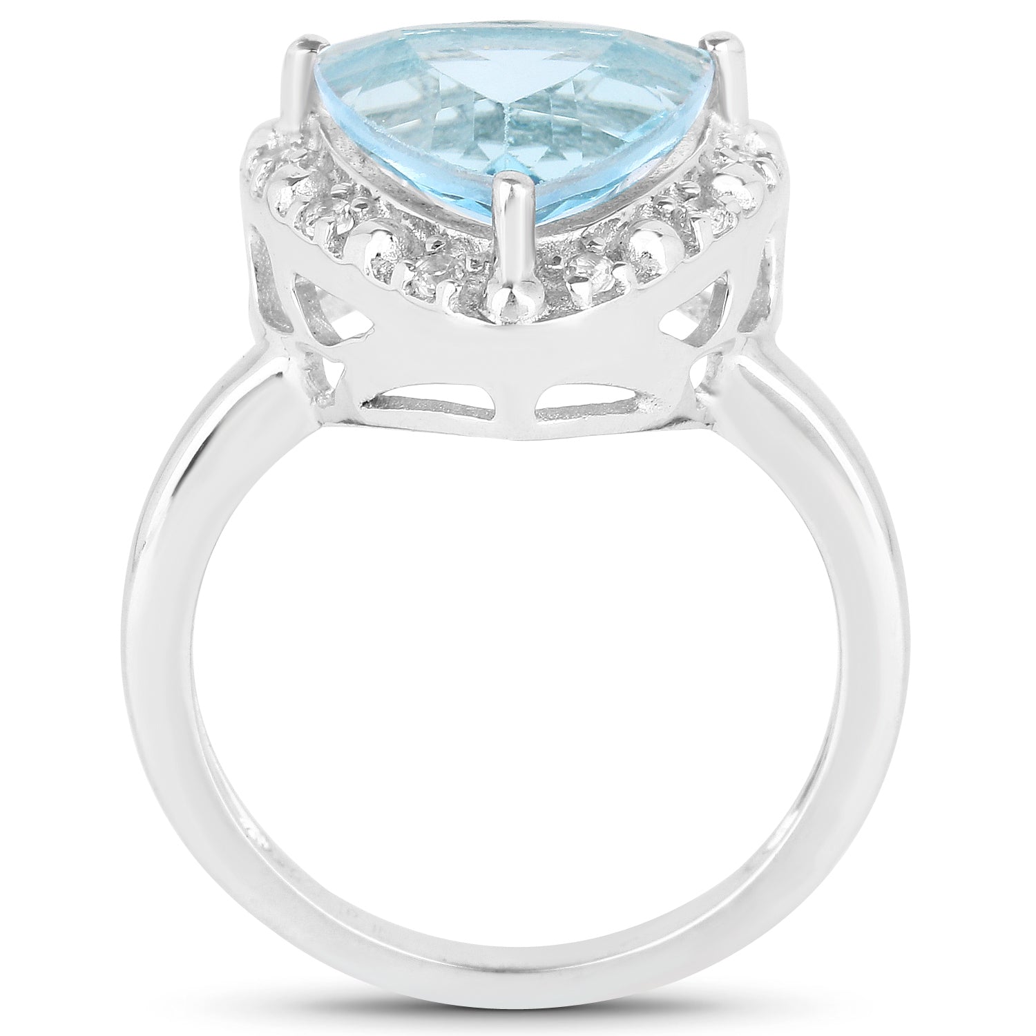 5.05 Carat Genuine Blue Topaz and White Topaz .925 Sterling Silver Ring