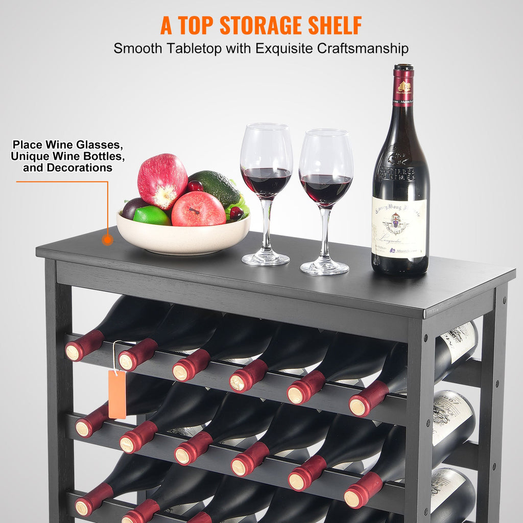 42 Bottle 7-Tier Modular Wine Rack Bamboo Wood Display Shelf with TableTop