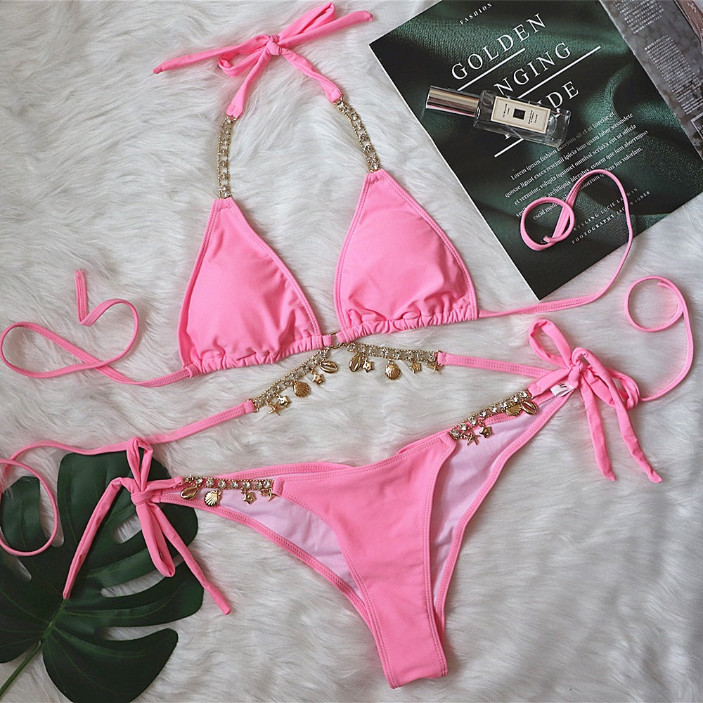 2021 New Women's Sexy Bikini with Crystal Accessories