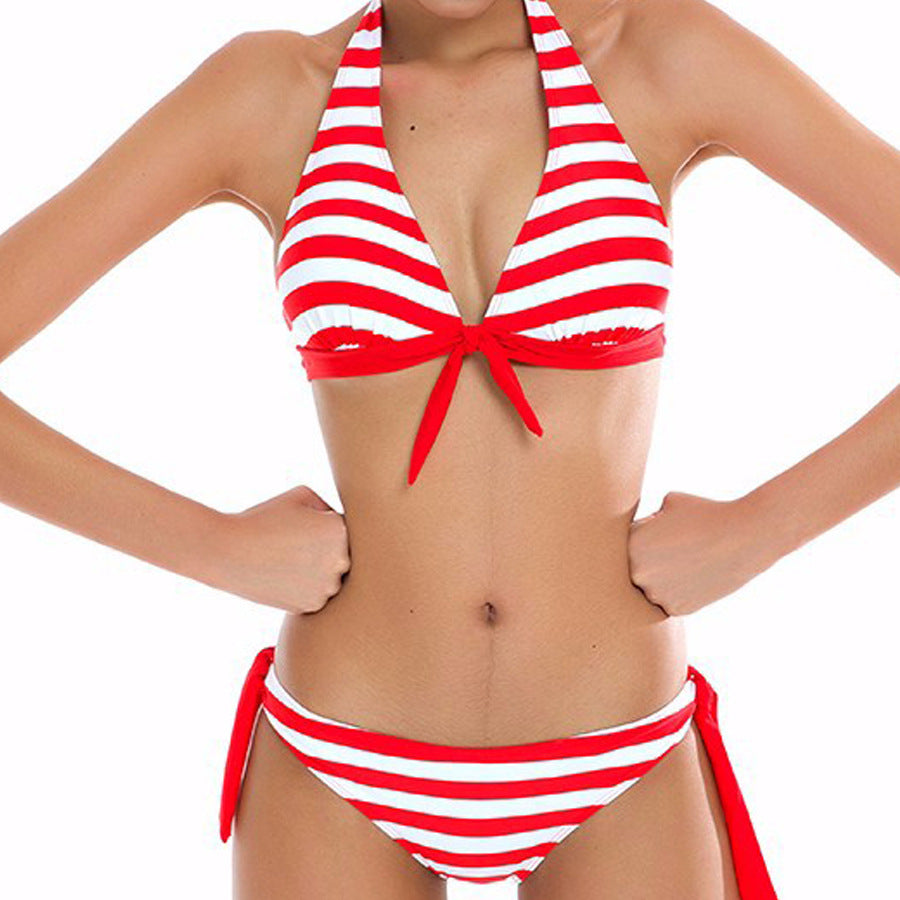 New Colorful Striped Bikini Swimwear Wholesale