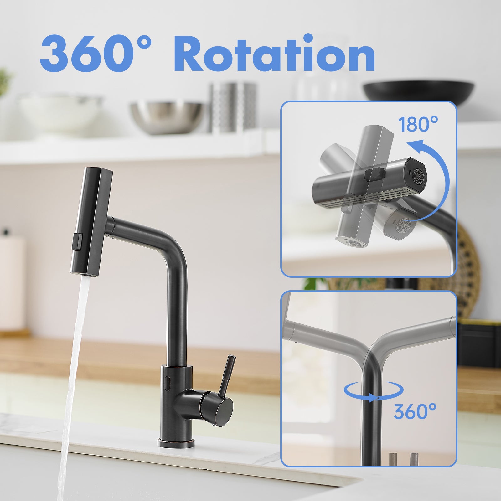 Touchless Kitchen Faucet, Hands Free Automatic Smart Kitchen Faucet, Stainless Steel Touchless Kitchen Faucet