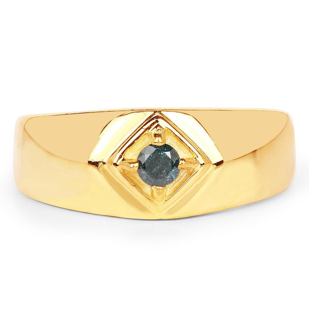 0.12 Carat Genuine Blue Diamond .925 Sterling Silver Ring