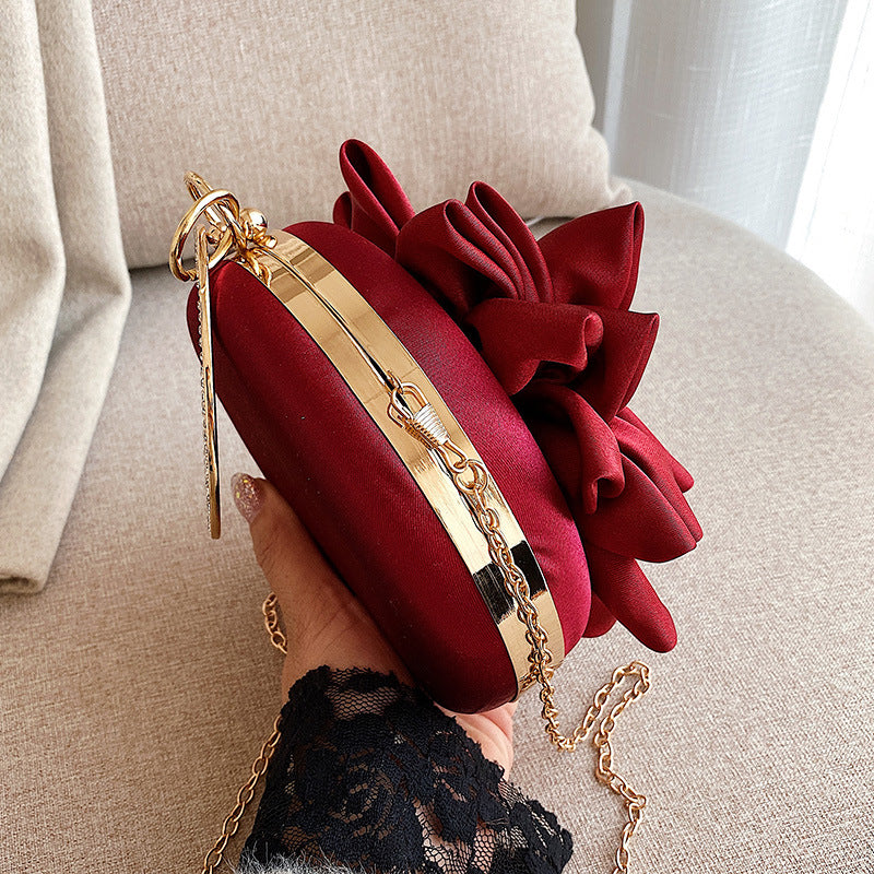 Elegant Silk Flower Evening Bag for Women (Hard Case)