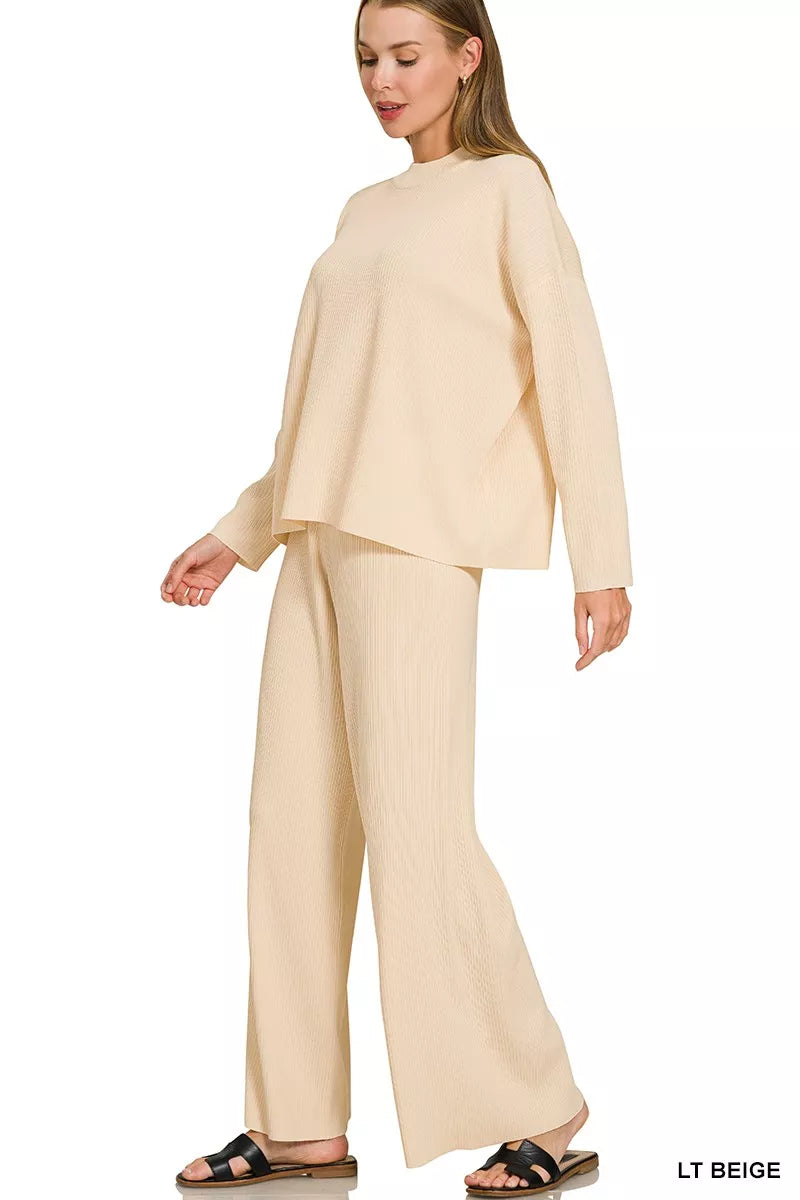 Zenana Viscose Sweater Top & Pants Set