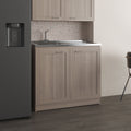 Zurich 39' Wide Utility Sink, Base Cabinet Two-Door Cabinet With Two Shelves, Stainless Steel Sink, Laundry Room, Garage Sink, Light Gray