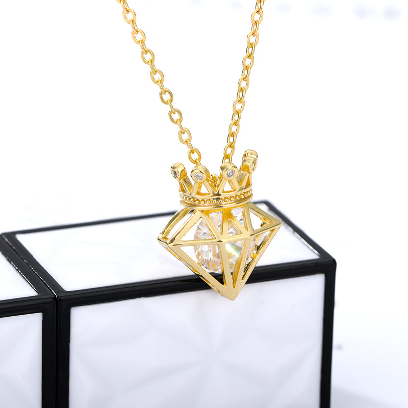 Geometric Triangle Zircon Women's Necklace for Daily Wear