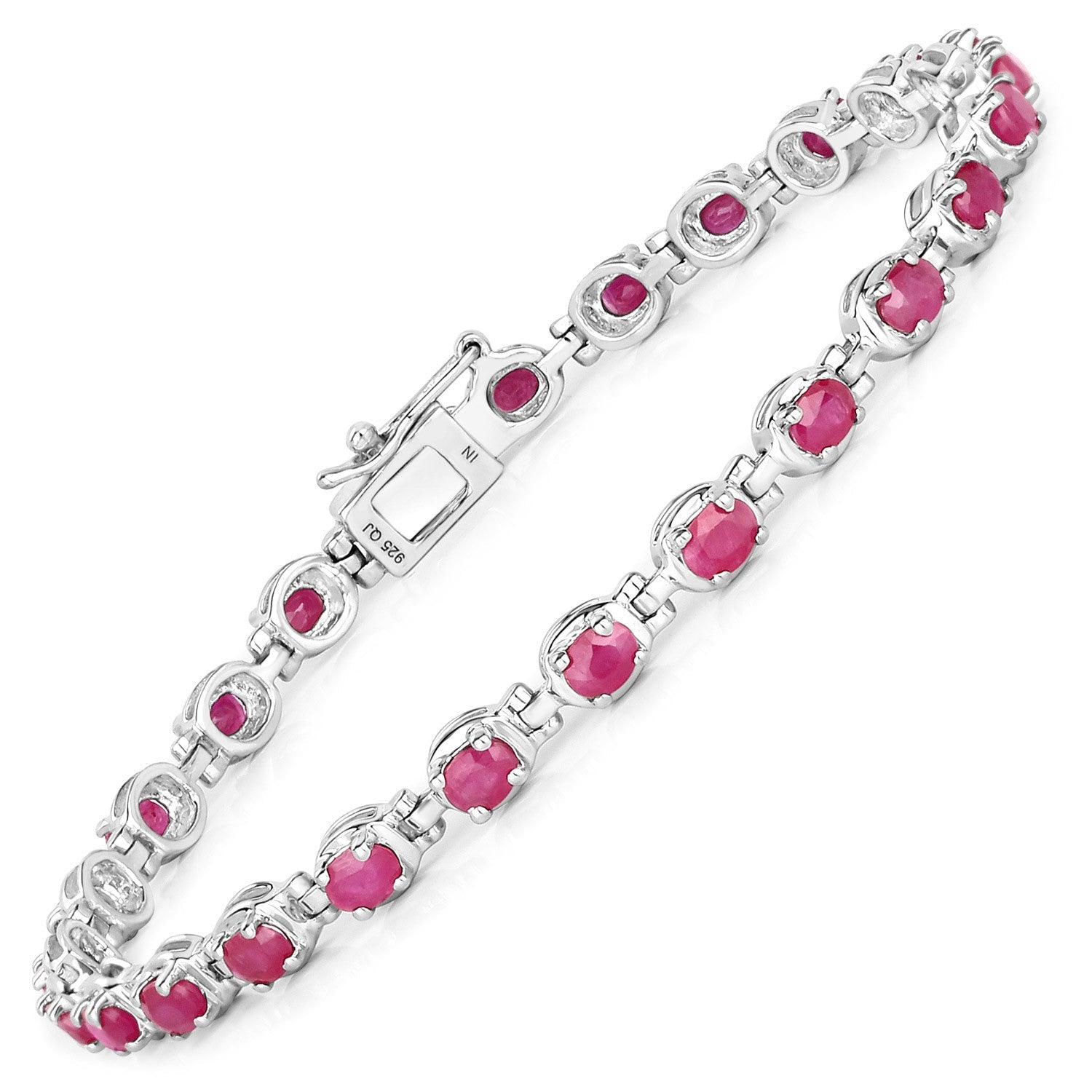 5.50 Carat Genuine Ruby .925 Sterling Silver Bracelet