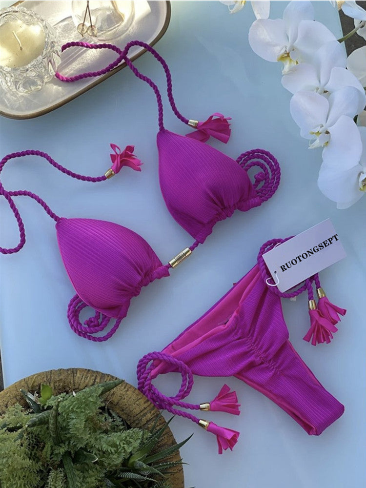 2022 New European Style Solid Color Bikini Wholesale