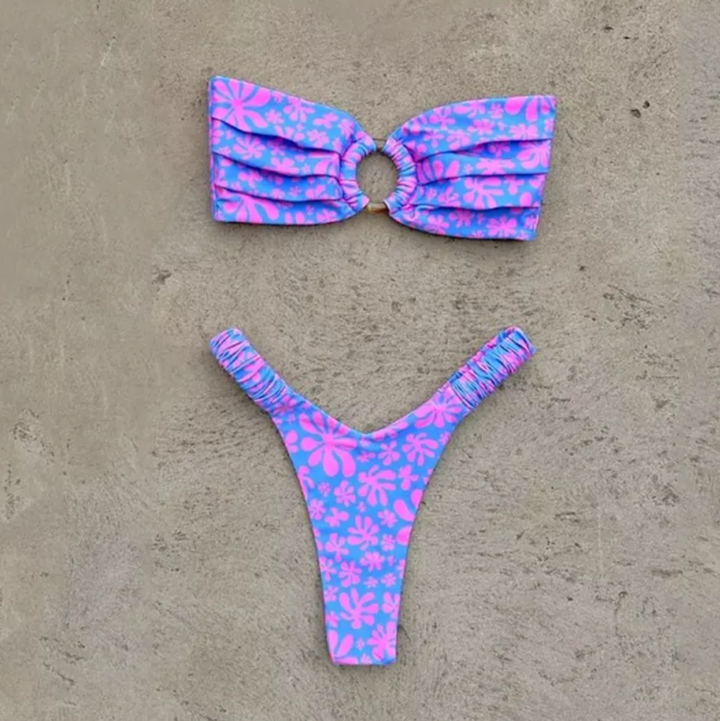 Women's Printed Pleated Bikini
