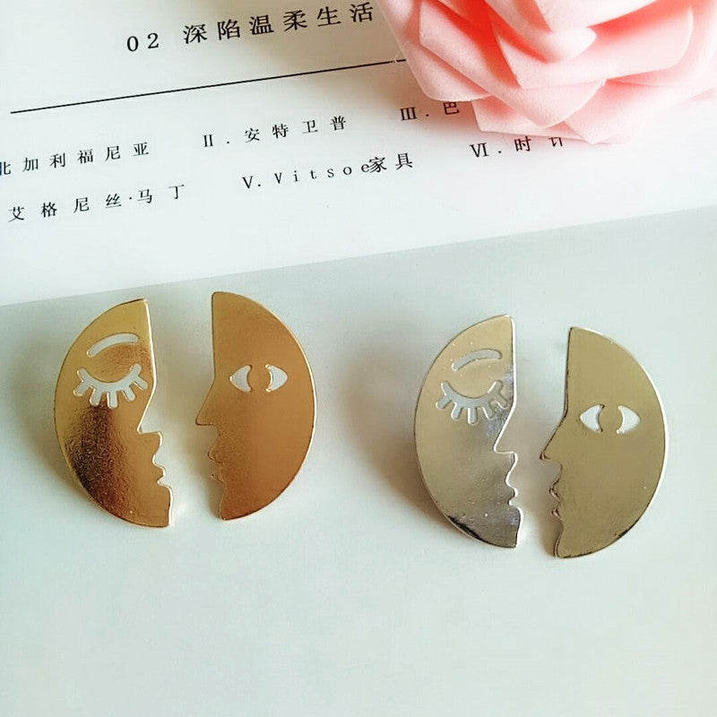 Crescent Moon Bracelet, Star Necklace, Face Earrings