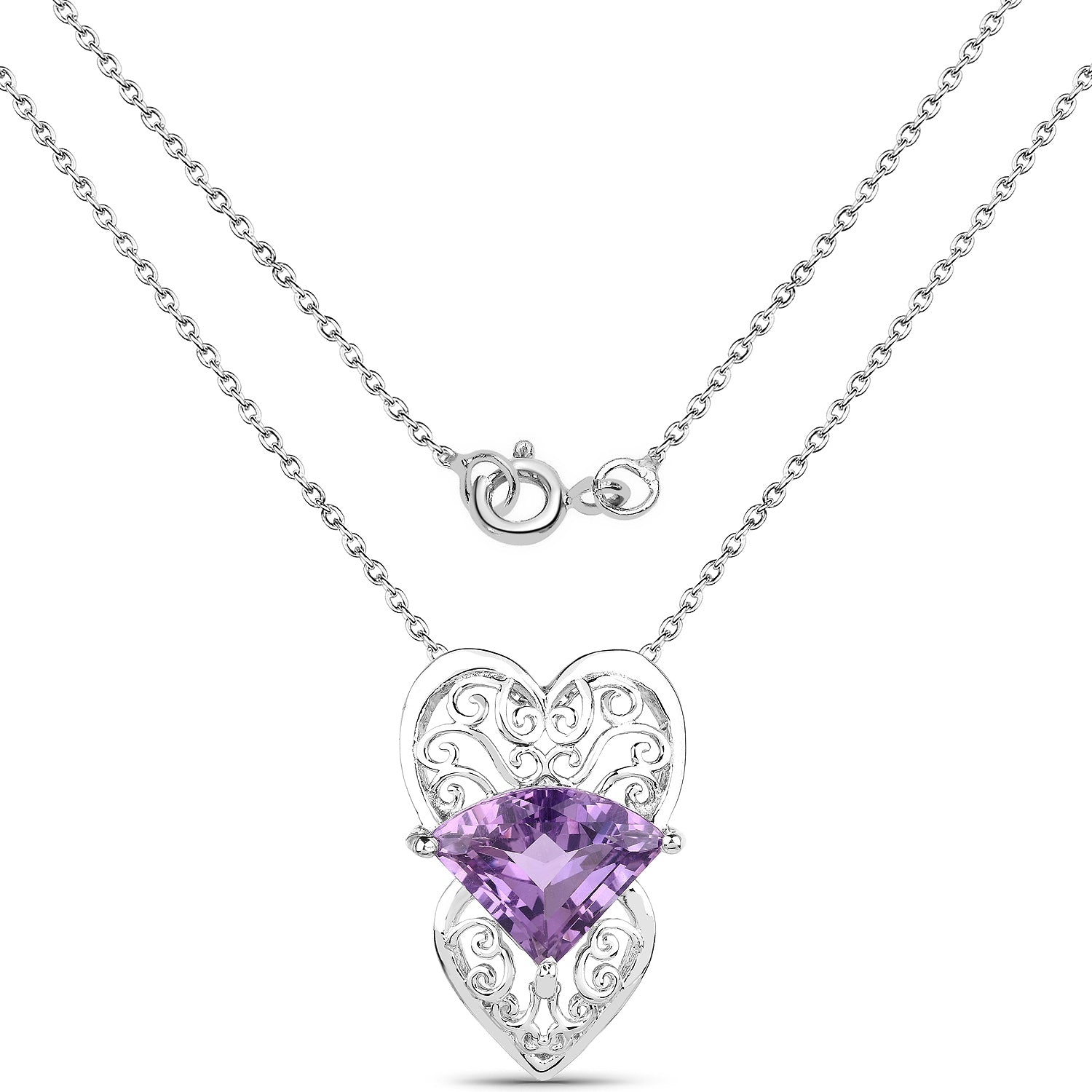 5.80 Carat Genuine Amethyst .925 Sterling Silver Pendant