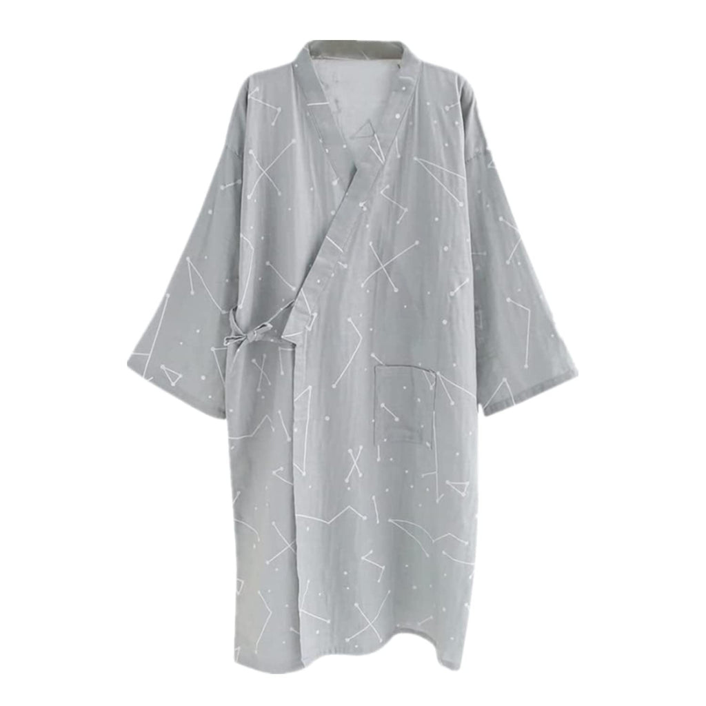 Ibluelover Kimono Robe for Men Bathrobe Sleepwear Nightgown Yukata Robe Khan Steamed Clothing Pajamas Nightwear Cotton Loungewear