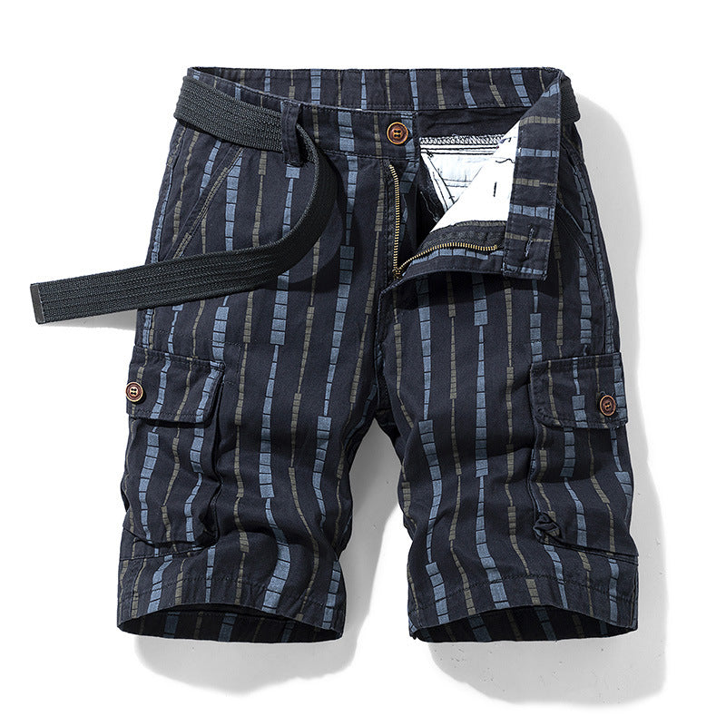 Men's Casual Striped Five-Point Workwear Shorts