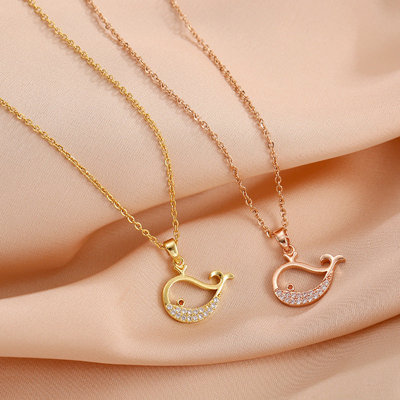 Cute Whale Pendant Necklace for Women's Party Wear