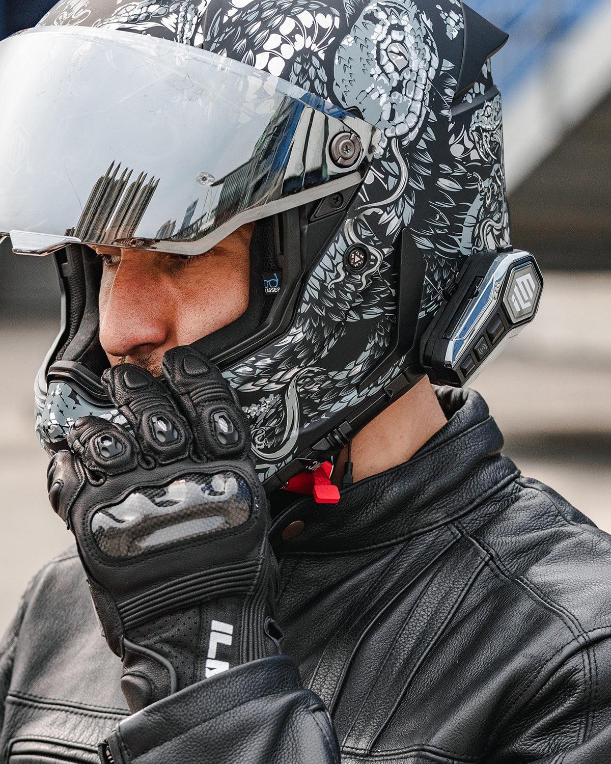 ILM Motorcycle Bluetooth Headset Helmet Communication System 2100M Intercom IP67 Waterproof Noise Cancellation Model RANGEPRO