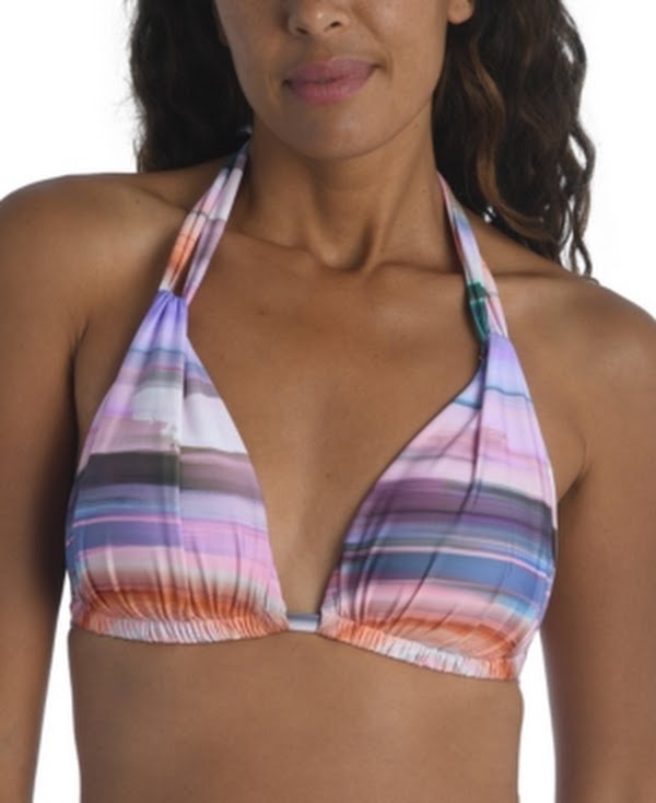 La Blanca Flyaway Printed Halter Bikini Top