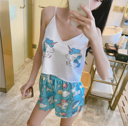 Summer Silk V-Neck Loungewear Set for Women