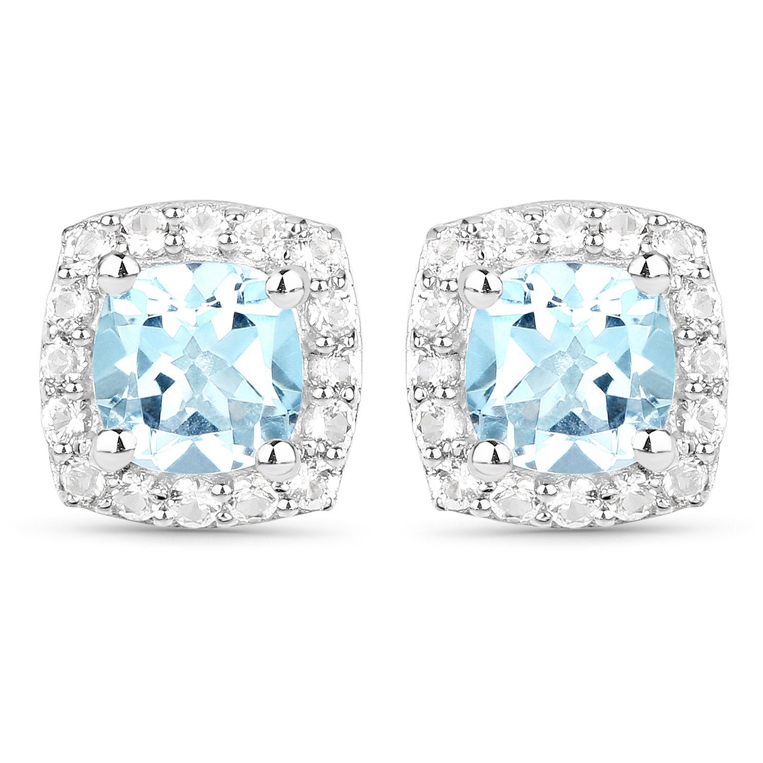 4.62 Carat Genuine Blue Topaz and White Topaz .925 Sterling Silver 3 Piece Jewelry Set (Ring, Earrings, and Pendant w/ Chain)