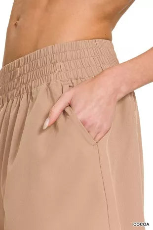 Zenana Soft Woven Lined Shorts With Pocket