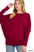 Zenana Hacci Dolman Sleeve Boat Neck Top