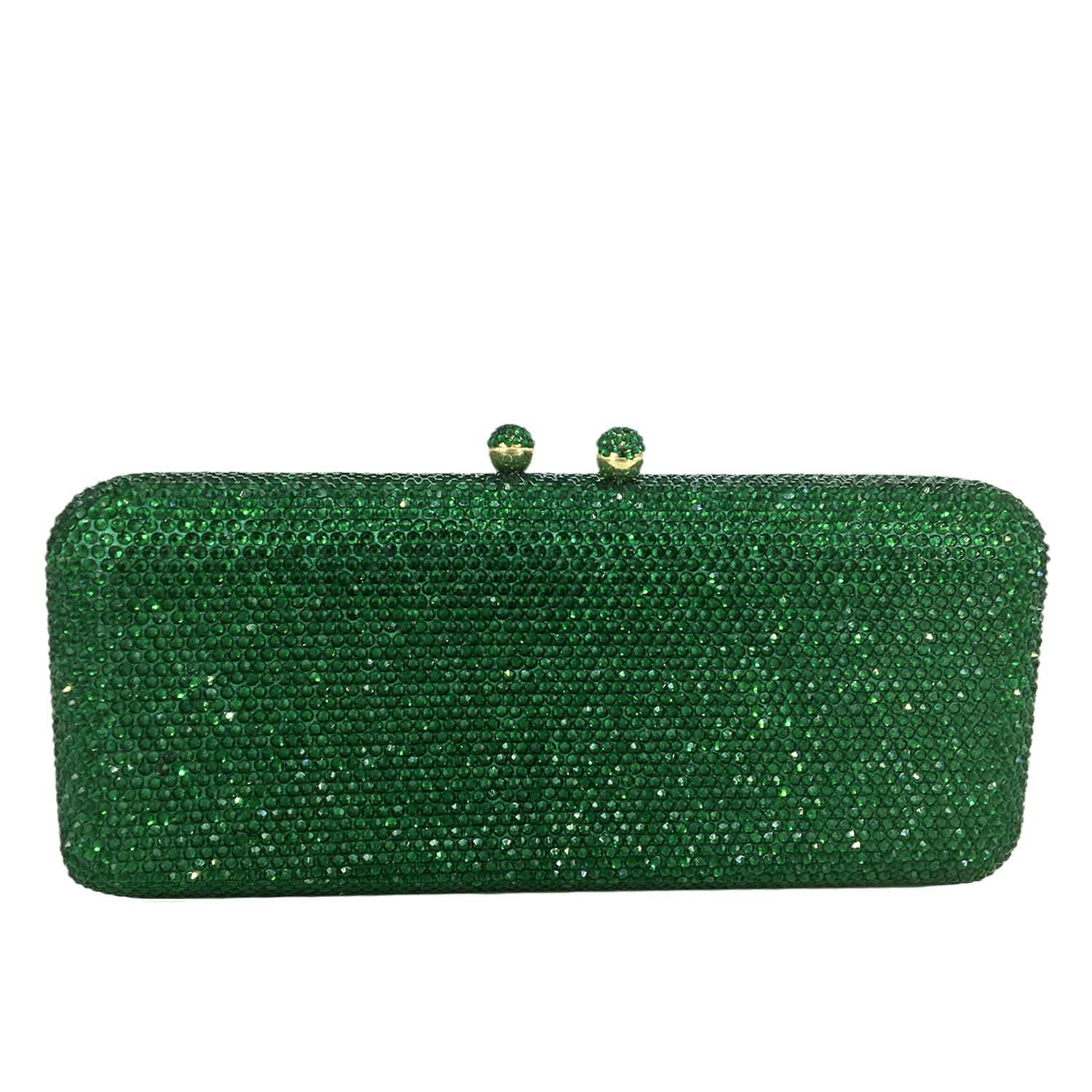 Boutique De FGG Green Evening Bags and Clutches Women Formal Crystal Clutch Handbags Wedding Rhinestone Clutch PurseMini