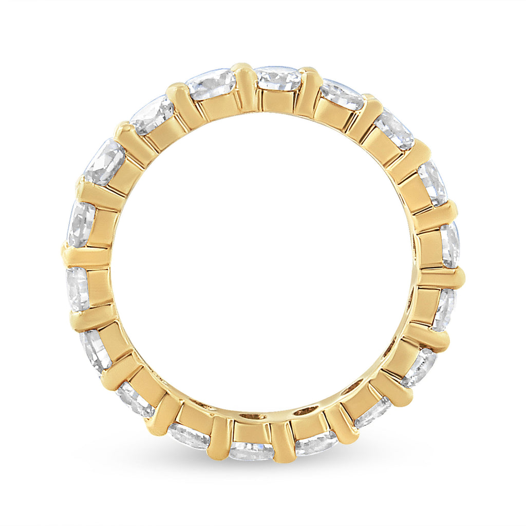 14K Yellow Gold 3.00 Cttw Shared Prong Set Round Cut Diamond Eternity Band (J-K Color, VS1-VS2 Clarity) - Ring Size 7